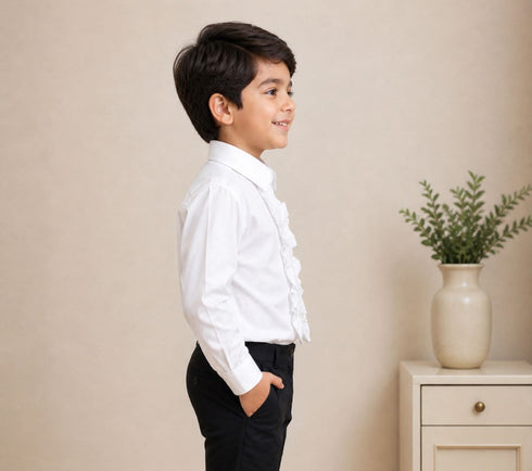 White Frills Shirt Kids Fancy Dress Costume