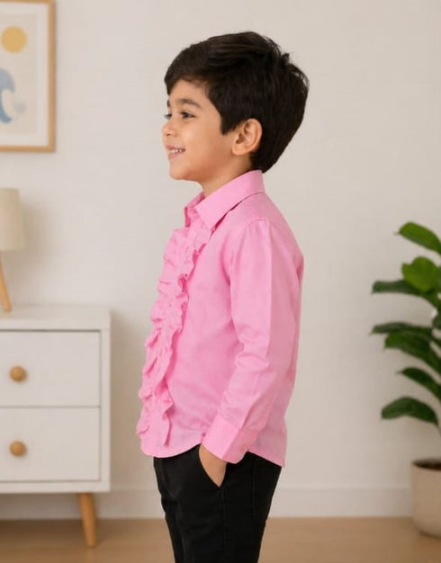 Pink Frills Shirt Kids Fancy Dress Costume