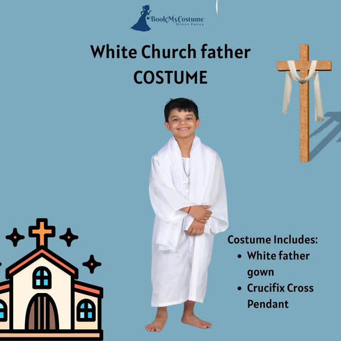 BookMyCostume Christian Church Padri Father Priest Kids Fancy Dress Costume