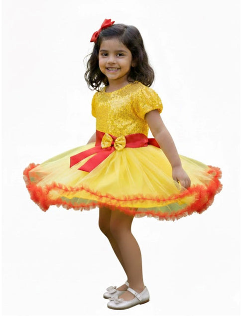 Red & Yellow Fire Western Dance Skirt Girls Fancy Dress Costume - Premium