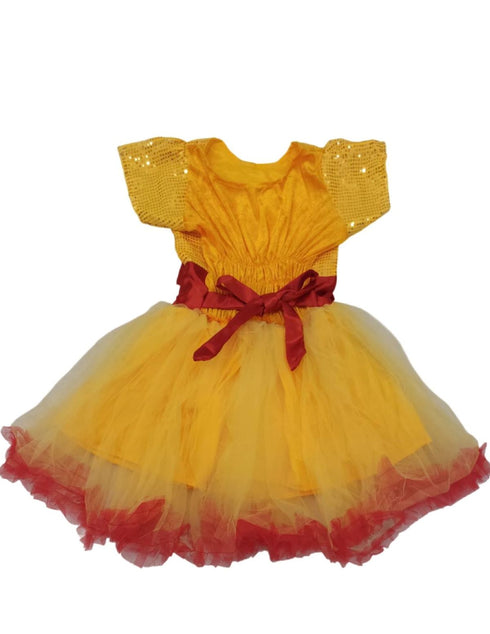 Red & Yellow Fire Western Dance Skirt Girls Fancy Dress Costume - Premium