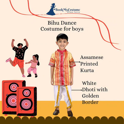 BookMyCostume Bihu Dance Boy Assamese Indian State Kids Fancy Dress Costume