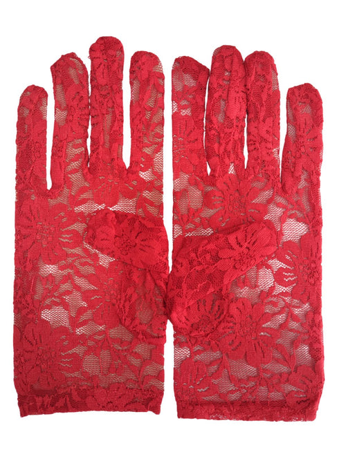 Red Hand Lace Gloves Dance Costume Accessory for Girls