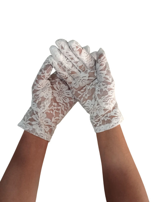 White Hand Lace Gloves Dance Costume Accessory for Girls