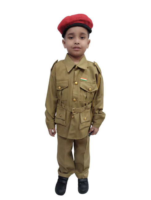 BookMyCostume Security Guard Foreign Police Khaki Kids & Adult Fancy Dress Costume