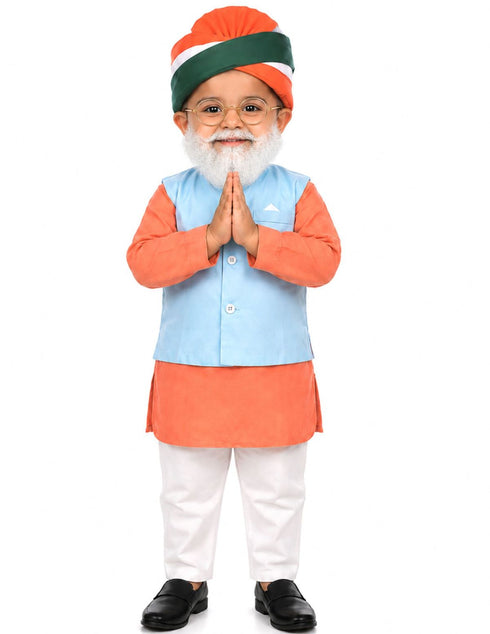 Narendra Modi PM with Tricolor Pagri India Independence Day Kids Fancy Dress Costume