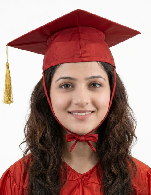 Red Graduate Scholar Cap Graduation Day Kids & Adults Fancy Dress Costume Accessory