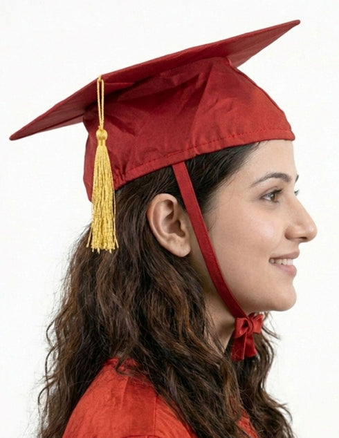 Red Graduate Scholar Cap Graduation Day Kids & Adults Fancy Dress Costume Accessory