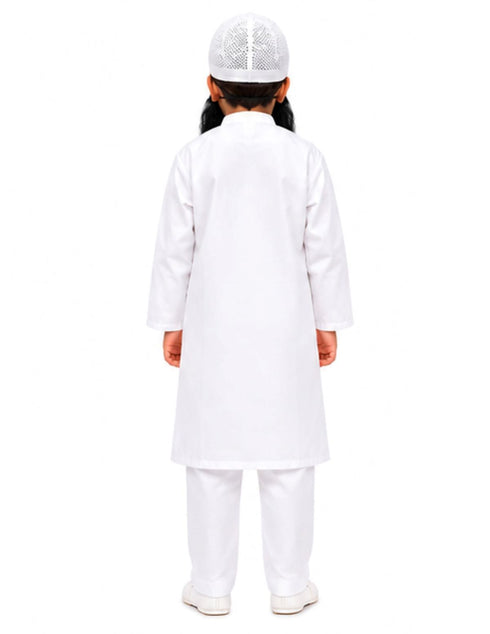 Muslim Man White Kurta Pyjama with Beard for Boy's Kids Indian Fancy Dress Costume