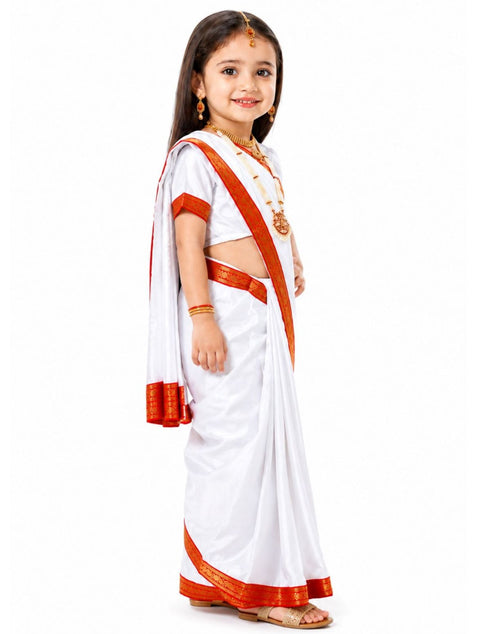 Bengali Saree with Jewellery Indian State For Girl's & Women Fancy Dress Costume for Girls
