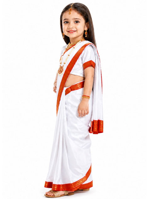 Bengali Saree with Jewellery Indian State For Girl's & Women Fancy Dress Costume for Girls