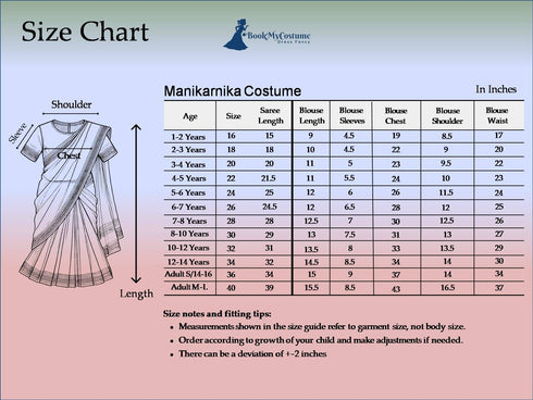 BookMyCostume Rani Laxmi Bai Saree with Jewellery Jhansi Ki Rani Freedom Fighter Manikarnika for Girl Kids and Adult Fancy Dress Costume