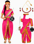 Rani Laxmi Bai Saree with Jewellery Jhansi Ki Rani Freedom Fighter Manikarnika for Girl Kids and Adult Fancy Dress Costume