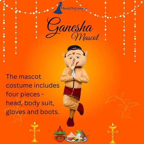 BookMyCostume My Friend Ganesha Cartoon Mascot Costume For Theme Birthday Party & Events | Adults | Full Size