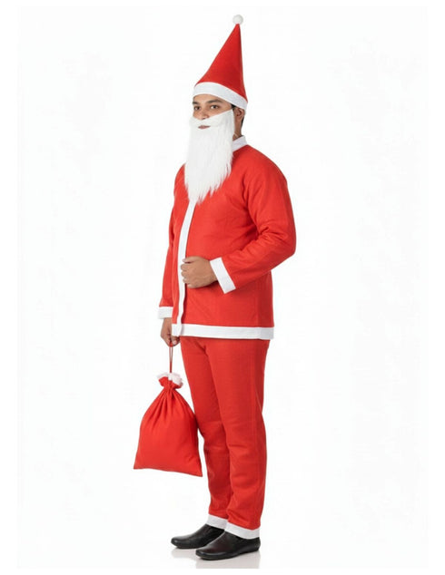Santa Claus With Beard Complete Set Christmas Kids & Adults Fancy Dress Costume - Premium