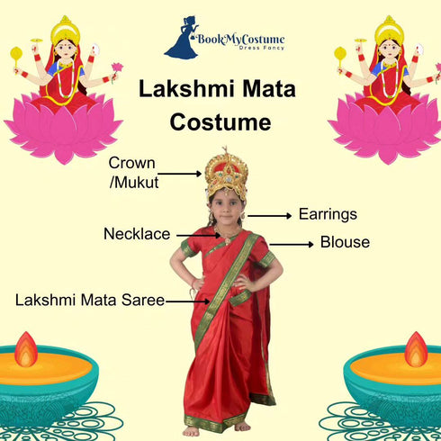 BookMyCostume Lakshmi Mata Hindu Goddess Girls and Women Fancy Dress Costume