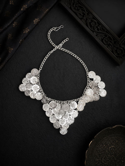 Ethnic Silver Coin Necklace - Assorted - Traditional Fancy Dress Costume Accessory for Girls