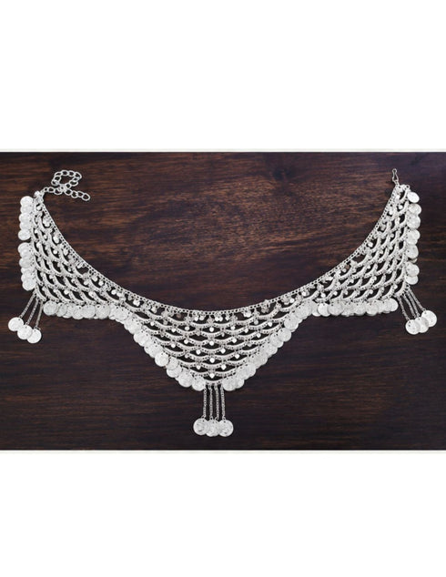 Indian Gypsy Banjara Silver Coin Heavy Waist Chain Kamarband Fancy Dress Costume Accessory for Girls