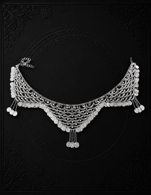 Indian Gypsy Banjara Silver Coin Heavy Waist Chain Kamarband Fancy Dress Costume Accessory for Girls