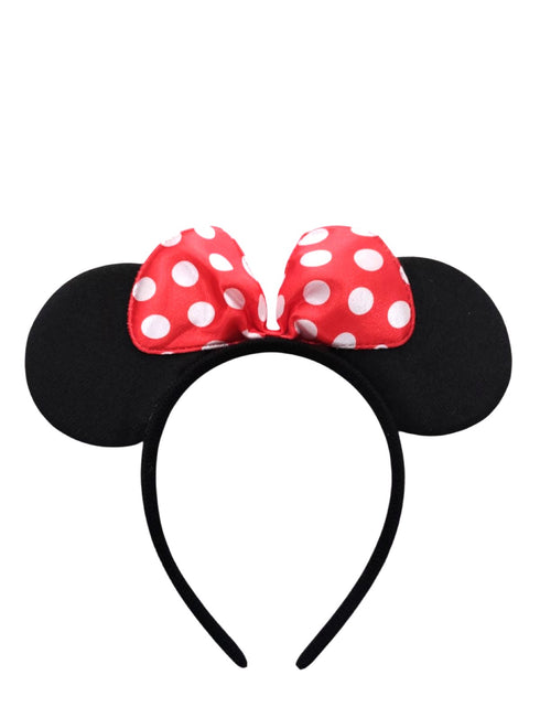 BookMyCostume Black & Red Polka Dot Cartoon Style Headband for Girls | Fancy Dress Hair Accessory for Birthday Celebration Prop, School Event, Costume Theme.