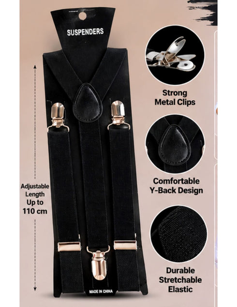 Trendy Black Formal Unisex Premium Suspenders Kids Fancy Dress Costume Accessory
