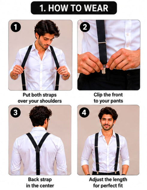 Trendy Black Formal Unisex Premium Suspenders Adults Fancy Dress Costume Accessory