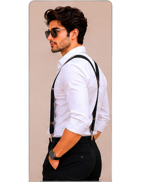 Trendy Black Formal Unisex Premium Suspenders Adults Fancy Dress Costume Accessory