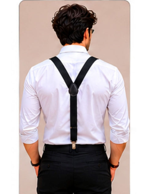 Trendy Black Formal Unisex Premium Suspenders Adults Fancy Dress Costume Accessory