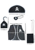 BookMyCostume Black Pirate Captain 5 Pcs Kids Costume Set (8-12 Years) - Synthetic Jacket, Plastic Pirate Hook, Eyepatch, Loot Bag & Bandana Cap