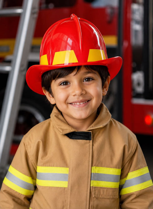 Fireman Fire Fighter Rescue Helmet Community Helper Kids Fancy Dress Accessory