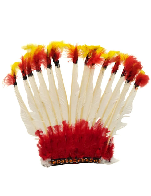 Tribal Fiery Feather Headdress Crown Fancy Dress Costume for Adults