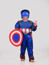 BookMyCostume American Superhero Kids Fancy Dress Costume with Shield - Muscle Look - Imported