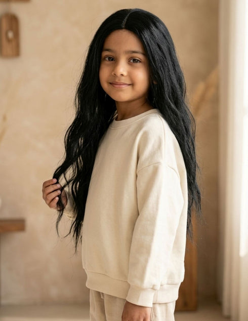 Long Black Hair Extension Wig Fancy Dress Costume Accessory