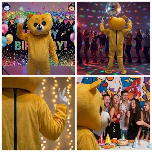 Buy Funny Yellow Prank Bear Mascot Costume For Instagram Youtube Videos Making & Events | Adults | Full Size