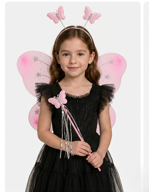 Princess Fairy Wings with Wand & Headband Girls Fancy Dress Costume Accessory
