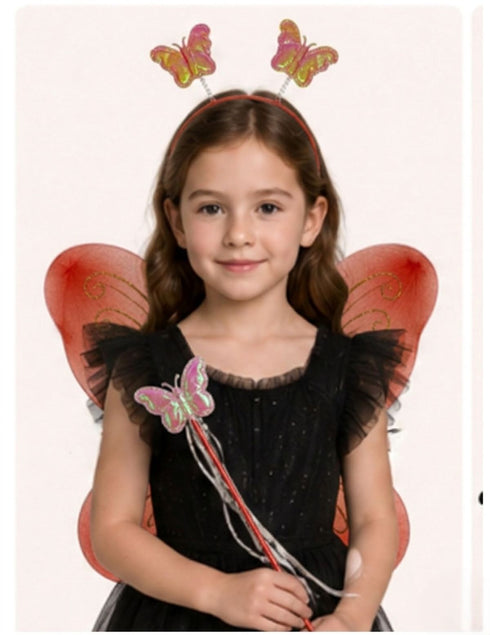 Princess Fairy Wings with Wand & Headband Girls Fancy Dress Costume Accessory