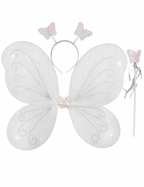 Princess Fairy Wings with Wand & Headband Girls Fancy Dress Costume Accessory