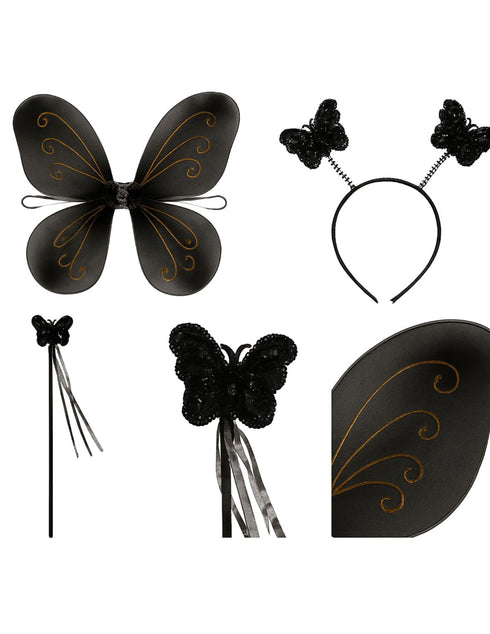 Princess Fairy Wings with Wand & Headband Girls Fancy Dress Costume Accessory