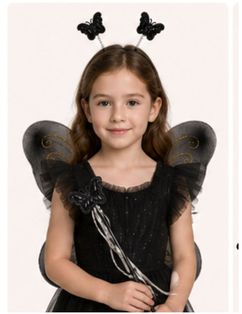 Princess Fairy Wings with Wand & Headband Girls Fancy Dress Costume Accessory