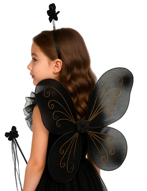 Princess Fairy Wings with Wand & Headband Girls Fancy Dress Costume Accessory