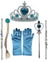 BookMyCostume Complete Queen Accessory Set for Girls – Includes Blue Tiara, Magic Wand, Blonde Braid Hair Clip & Gloves | Fancy Dress, Costume Party, Role Play, Birthday Gift, Fairy Tale Princess Set