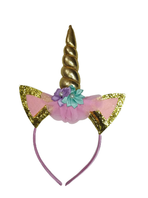 Golden Unicorn Girls Head Band Kids Fancy Dress Costume Accessory