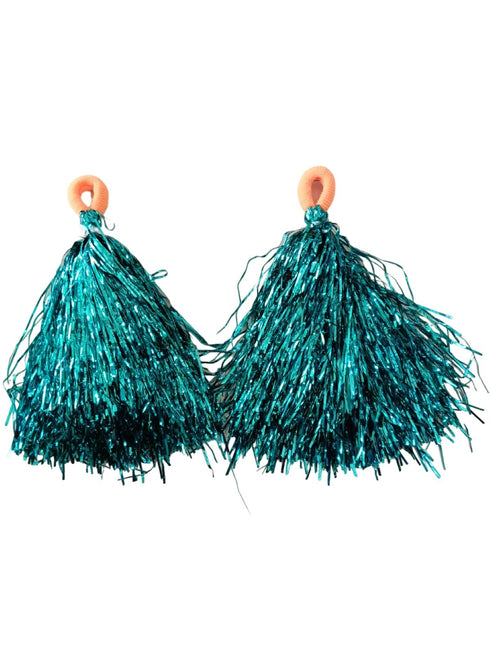 BookMyCostume Turquoise Pom Poms Cheerleader Dance Kids & Adults Costume Accessory