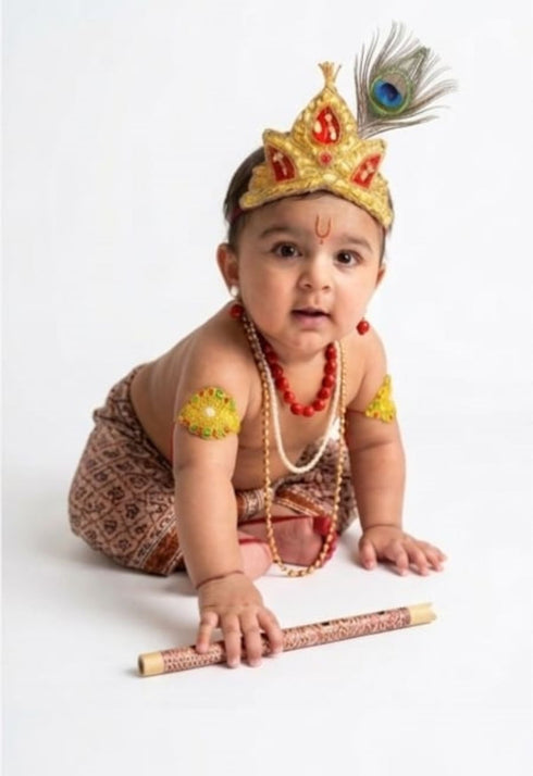 Traditional Krishna Jewellery for Kids/Janmashtami Accessory Jewellery for Kids/Infant Bal Gopal/Kanha Bal Krishna Mukut Jewelry Set 0-8 Years