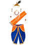 Krishna Costume with Heavy Jewellery and Mukut Set - Janmashtami Premium Dress for Baby Kanha Boys & Girls - Blue & Orange