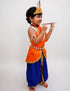 Krishna Costume with Heavy Jewellery and Mukut Set - Janmashtami Premium Dress for Baby Kanha Boys & Girls - Blue & Orange