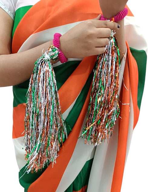 BookMyCostume Tri Color Pom Poms Cheerleader Dance Costume Accessory for Kids & Adults