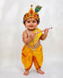 Krishna Yellow Polka Dot Costume Dhoti Patka with Heavy Pearl Jewellery and Mukut Set - Janmashtami Dress Costume for Baby Kanha - Boys & Girls