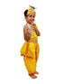 Krishna Yellow Polka Dot Costume Dhoti Patka with Heavy Pearl Jewellery and Mukut Set - Janmashtami Dress Costume for Baby Kanha - Boys & Girls