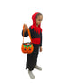 BookMyCostume Vampire Costume for Boys Red and Black Dracula Halloween Costume for Boys with Attached Hoodie with Vampire Teeth and Pumpkin Basket Combo